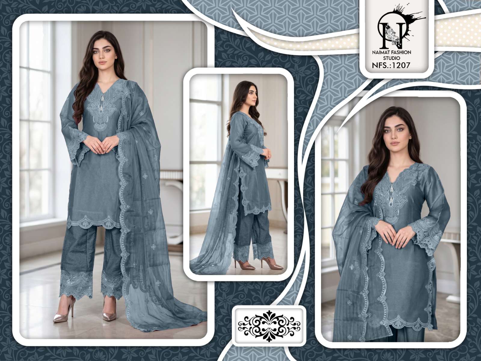 Naimat Fashion NFS-1207 Cotton Embroidered Pakistani Suit Set