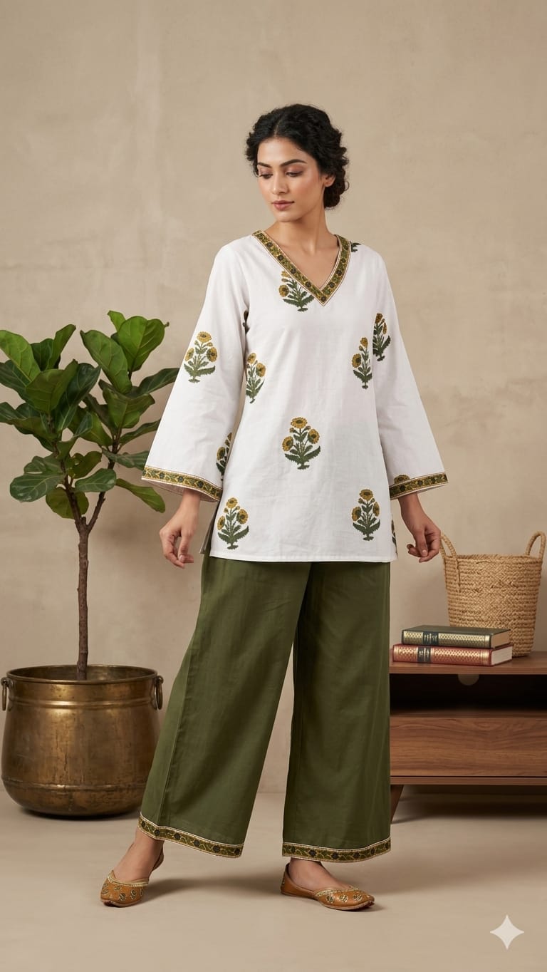 Amrah Wholesale Naisha K 1000 Cambric Cotton Block Print Short Top Collection