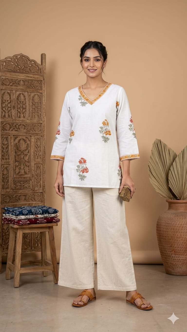 Amrah Wholesale Naisha K 1000 Cambric Cotton Block Print Short Top Collection