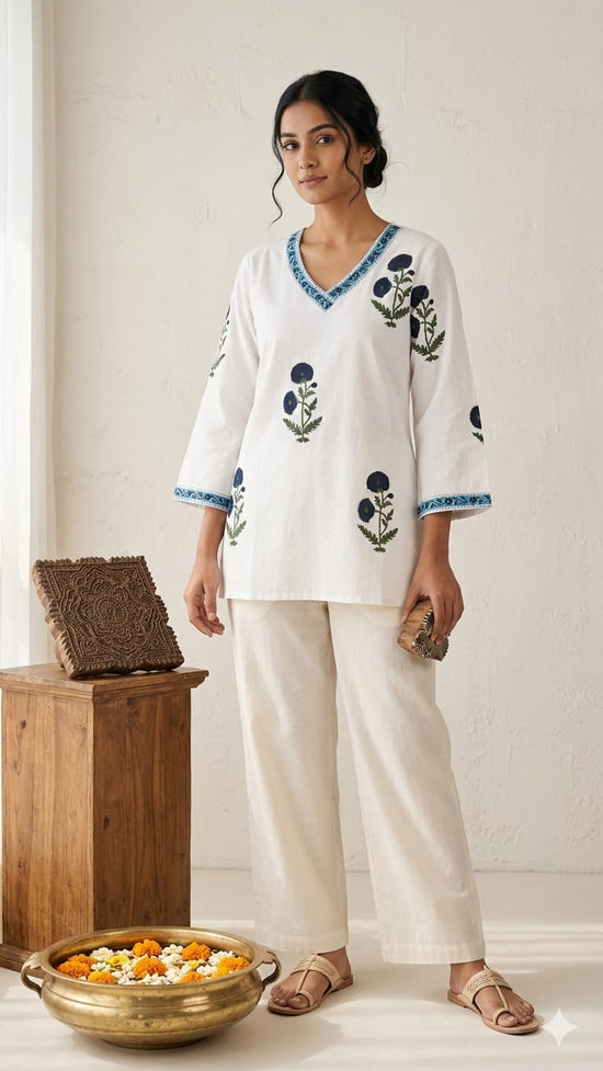 Amrah Wholesale Naisha K 1000 Cambric Cotton Block Print Short Top Collection