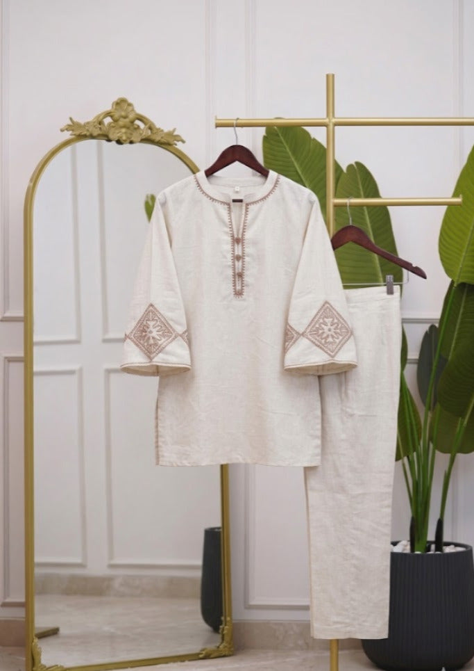 Naisha K 1003 Cotton Flex Embroidered Co Ord Set