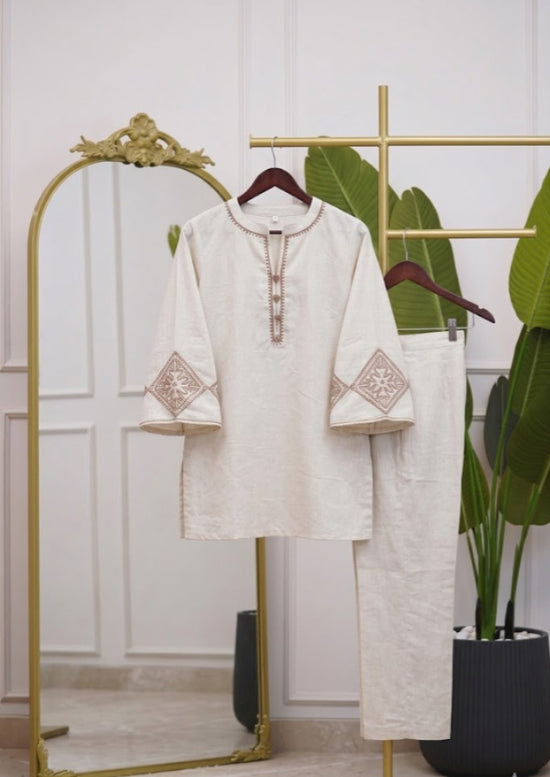 Naisha K 1003 Cotton Flex Embroidered Co Ord Set