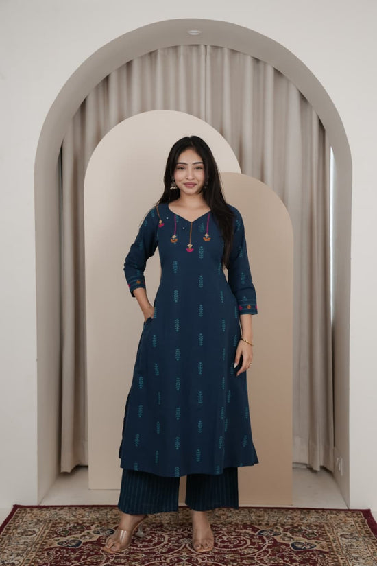 Naisha K 1006 Handloom Mirror Work Kurti Pant Set