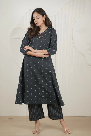 Naisha K 1007 Handloom Mirror Work Kurti Pant Set