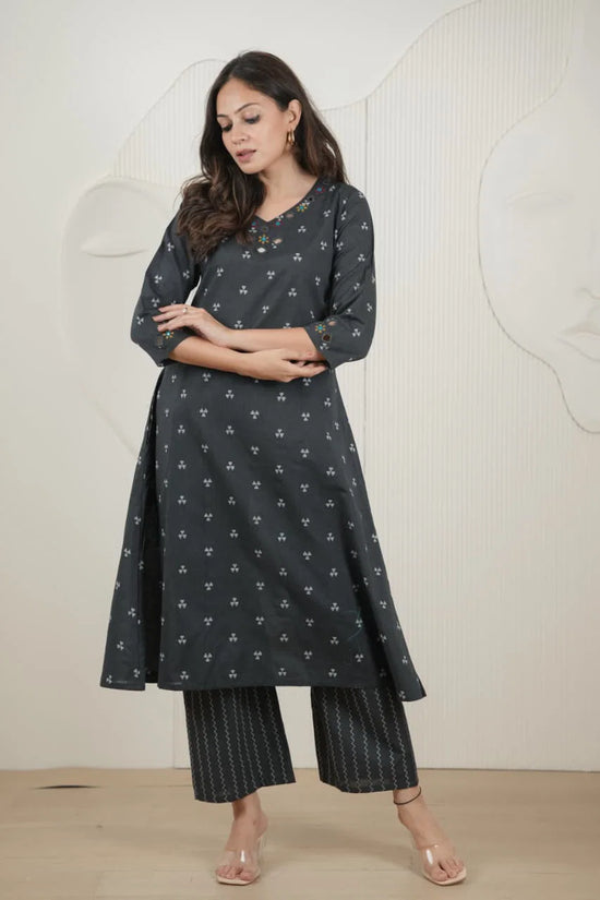 Naisha K 1007 Handloom Mirror Work Kurti Pant Set