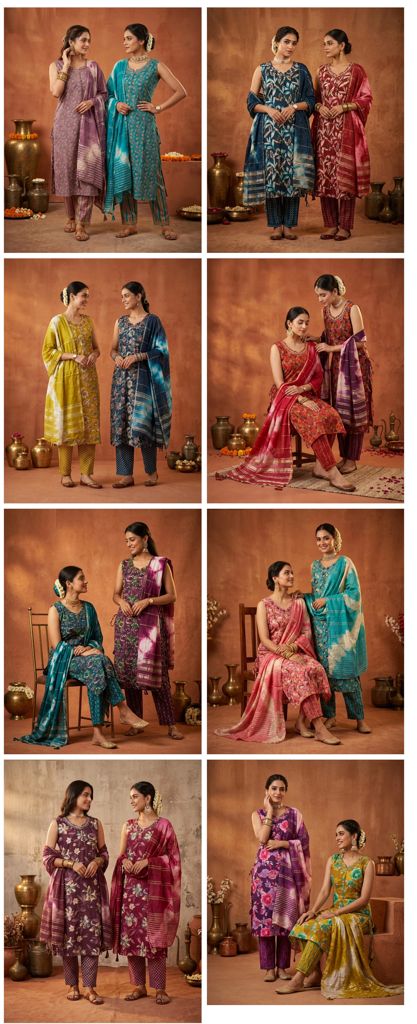 Naisha K 1008 Rayon Discharge Printed Kurti Pant Dupatta Set