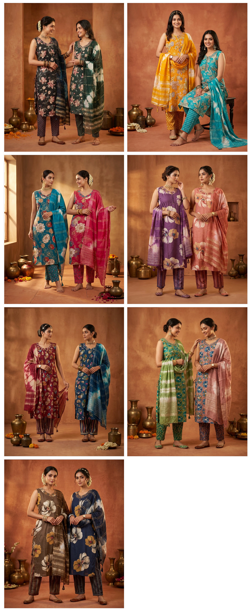 Naisha K 1008 Rayon Discharge Printed Kurti Pant Dupatta Set
