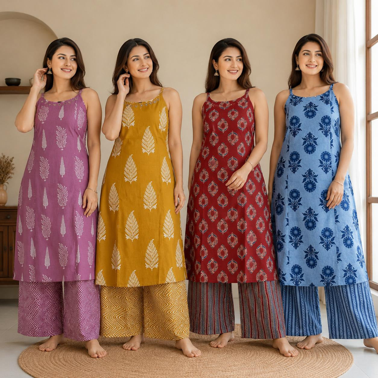Naisha K 1010 Jaipuri Cotton Printed Kurti Pant Set