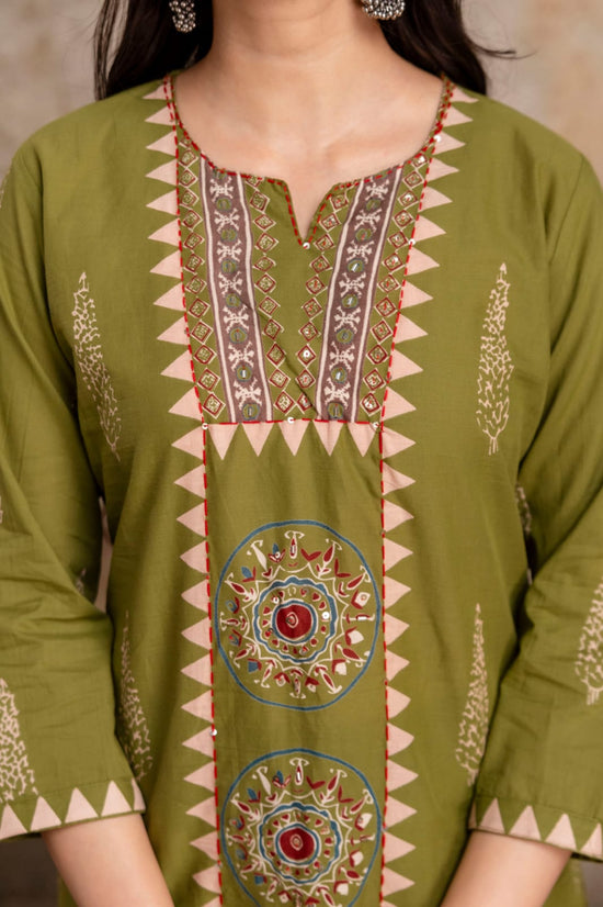 Naisha K 1025 Cotton Ajrakh Printed Kurti Pant Dupatta Set