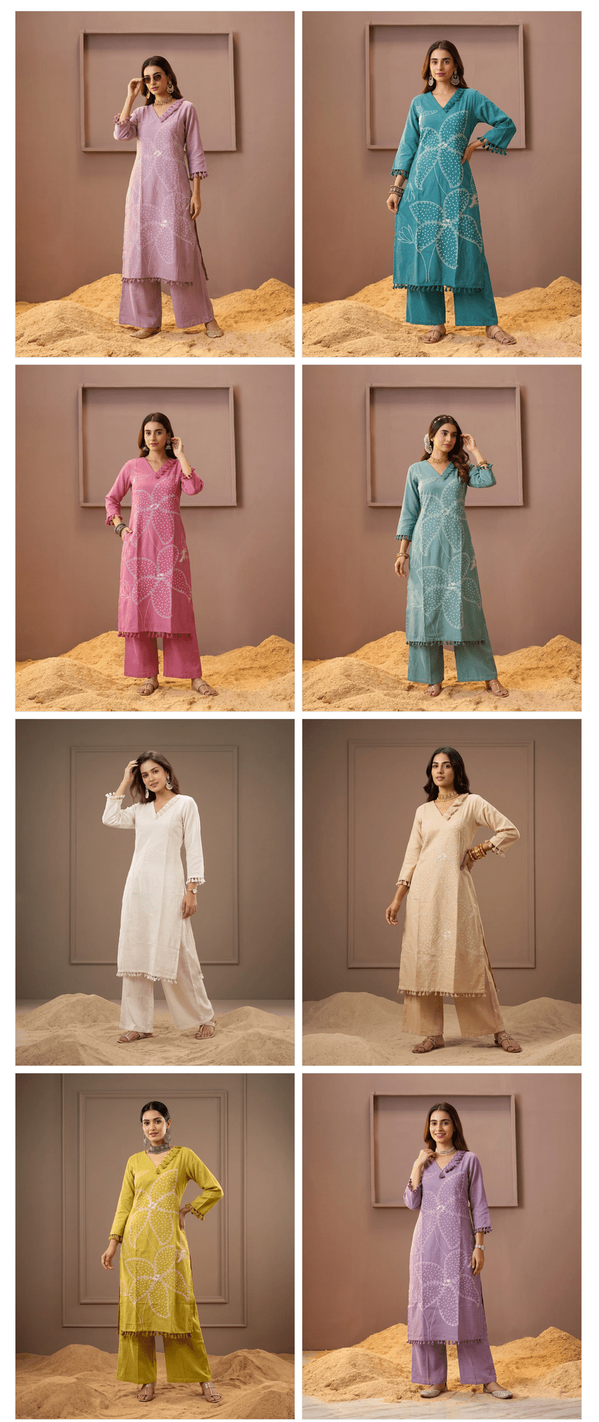 Naisha K 1026 Vertican Thread Work Kurti Pant Set - Amrah Wholesale