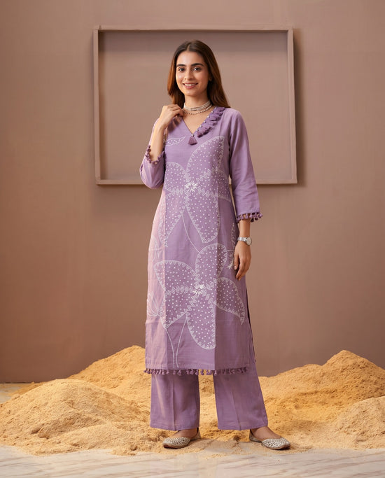 Naisha K 1026 Vertican Thread Work Kurti Pant Set
