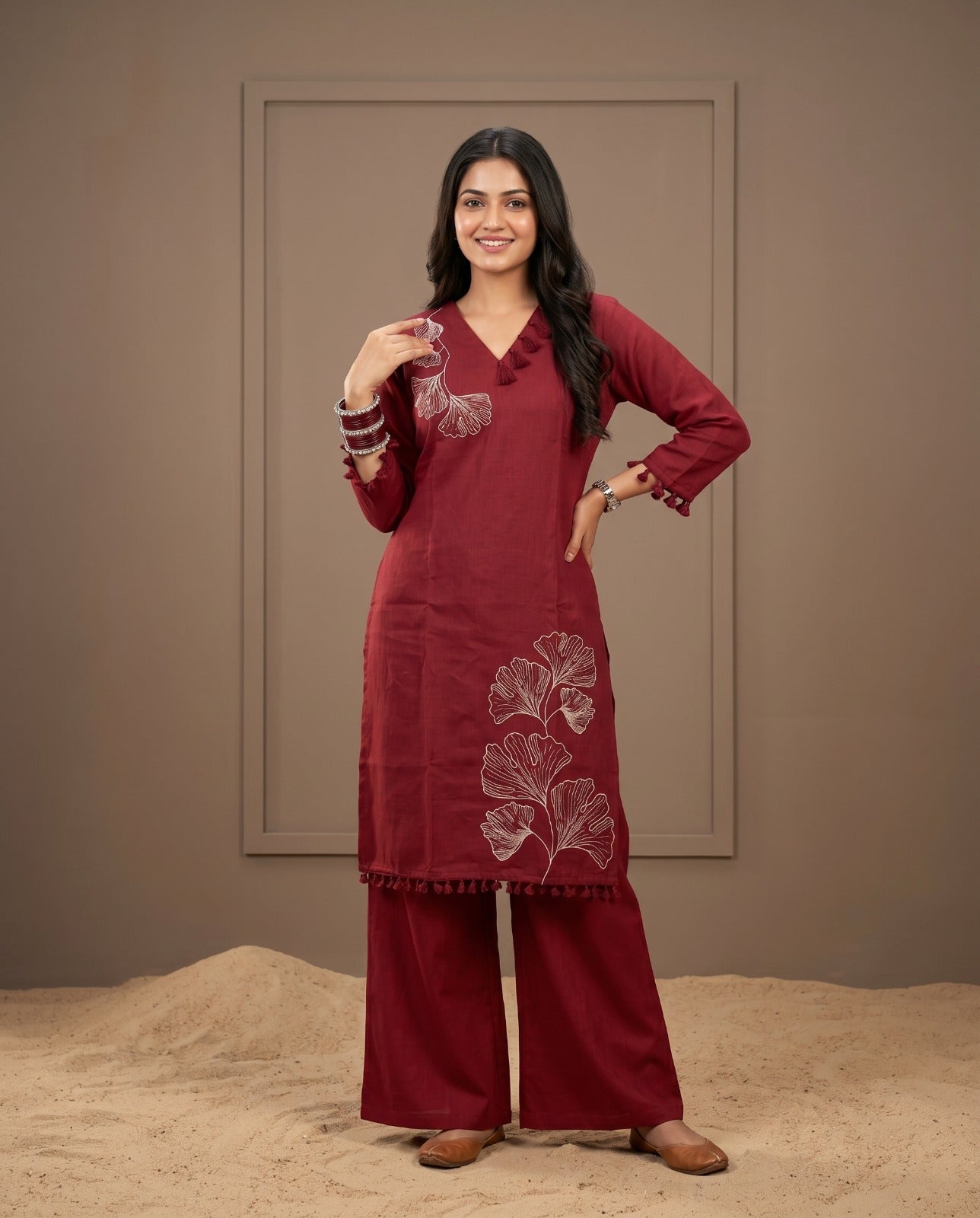 Naisha K 1026 Vertican Thread Work Kurti Pant Set