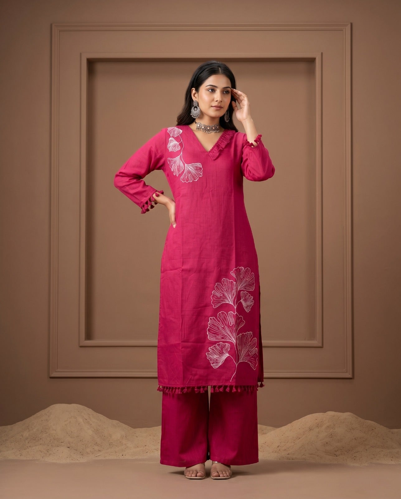 Naisha K 1026 Vertican Thread Work Kurti Pant Set