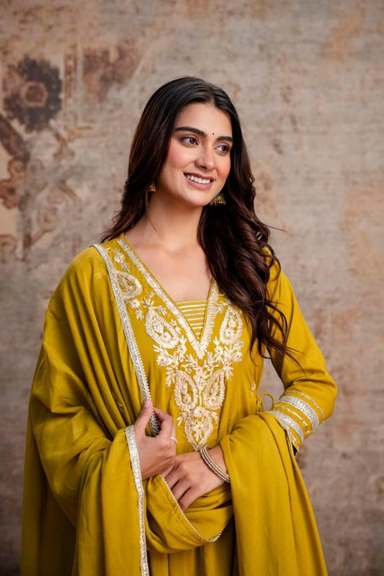Naisha K 1052 Mul Cotton Embroidered Anarkali Kurti Bottom Dupatta Set - Amrah Wholesale