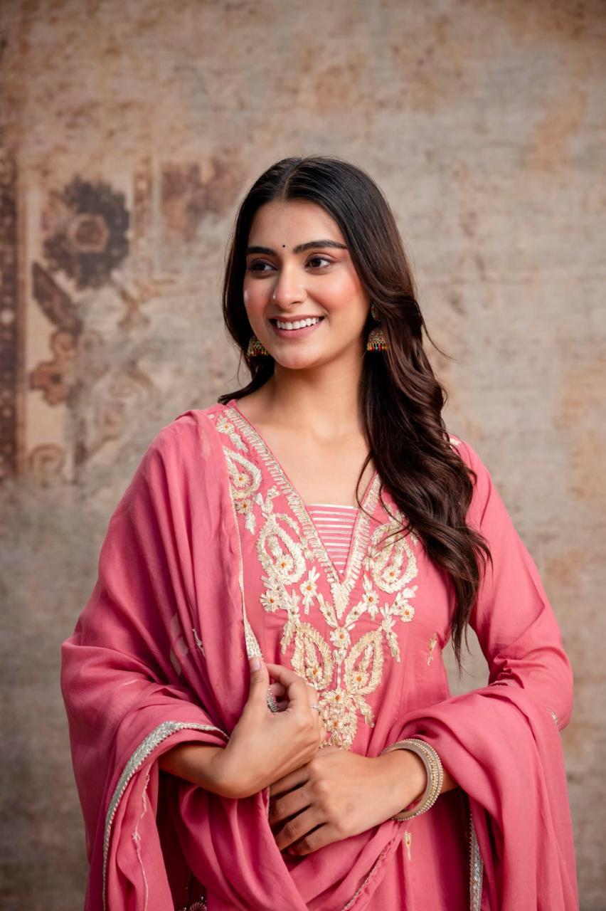 Naisha K 1052 Mul Cotton Embroidered Anarkali Kurti Bottom Dupatta Set - Amrah Wholesale