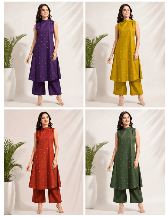 Naisha K 1058 Dhabu Cotton Kurti Pant Set - Amrah Wholesale