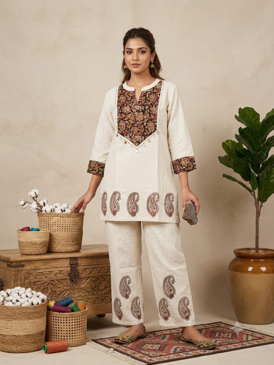 Naisha K 1118 Cotton Flex Ajrakh Patch Work Co-Ord Set - Amrah Wholesale