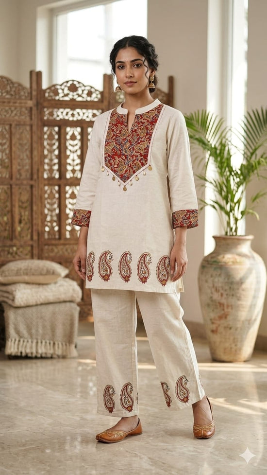 Naisha K 1118 Cotton Flex Ajrakh Patch Work Co-Ord Set - Amrah Wholesale
