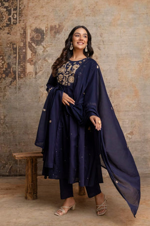 Naisha K 1126 Mul Cotton Hand Work Anarkali Kurti With Bottom Dupatta - Amrah Wholesale
