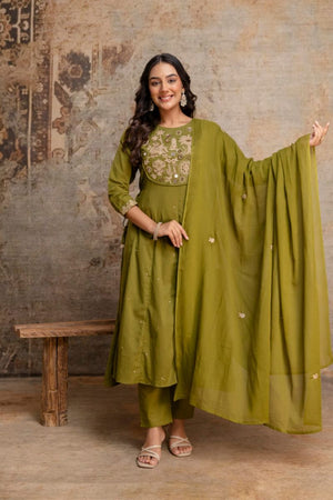 Naisha K 1126 Mul Cotton Hand Work Anarkali Kurti With Bottom Dupatta - Amrah Wholesale