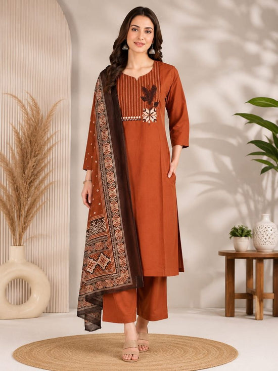 Amrah Wholesale Naisha K 1144 Dhabu Cotton Printed Kurti Palazzo Dupatta Set