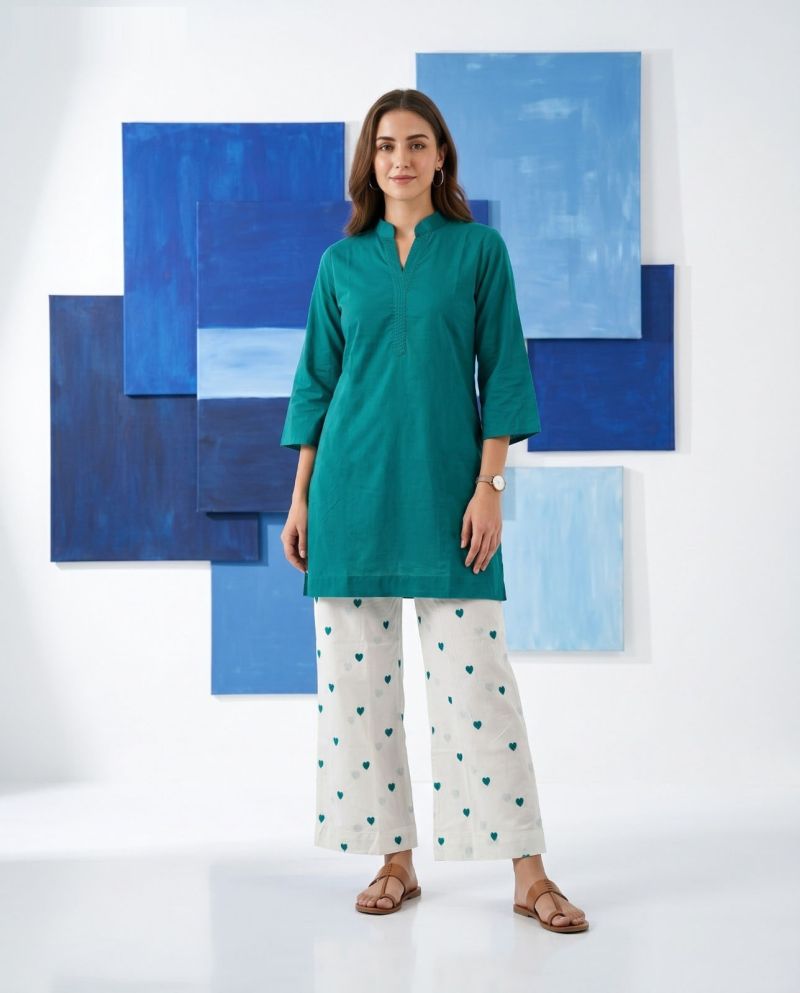 Naisha K 1154 Dhabu Cotton Printed Kurti Pant Set