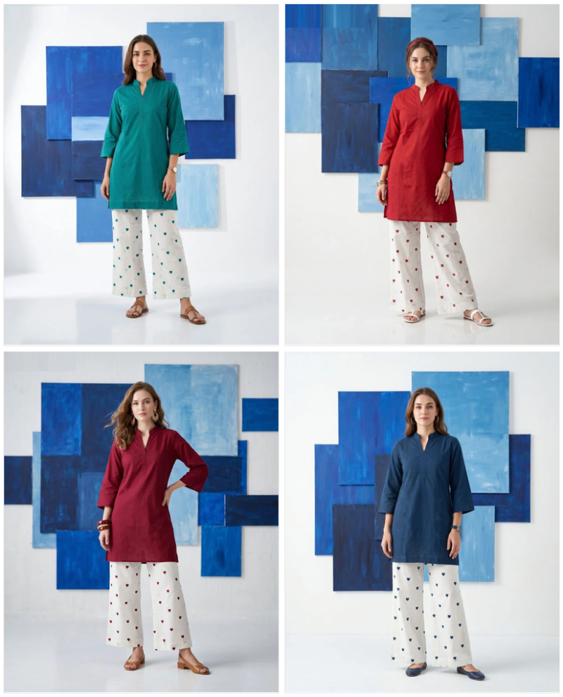 Naisha K 1154 Dhabu Cotton Printed Kurti Pant Set