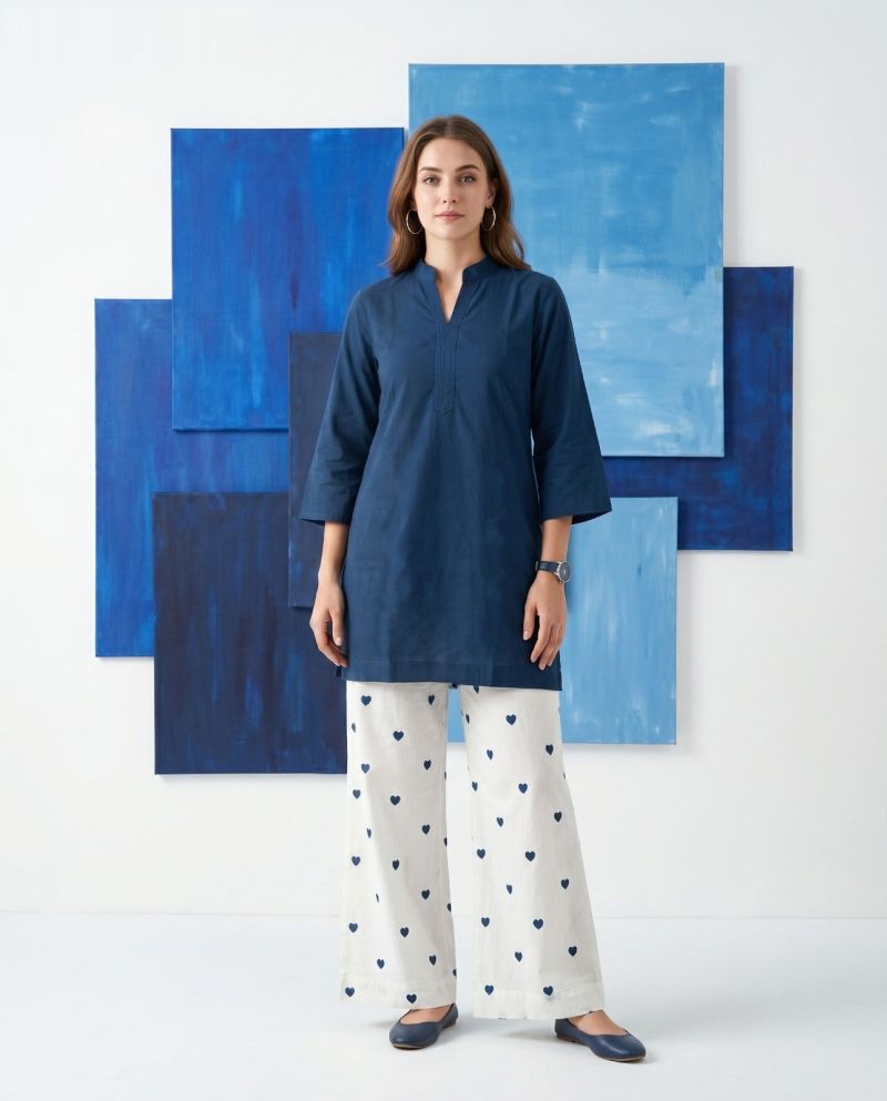 Naisha K 1154 Dhabu Cotton Printed Kurti Pant Set