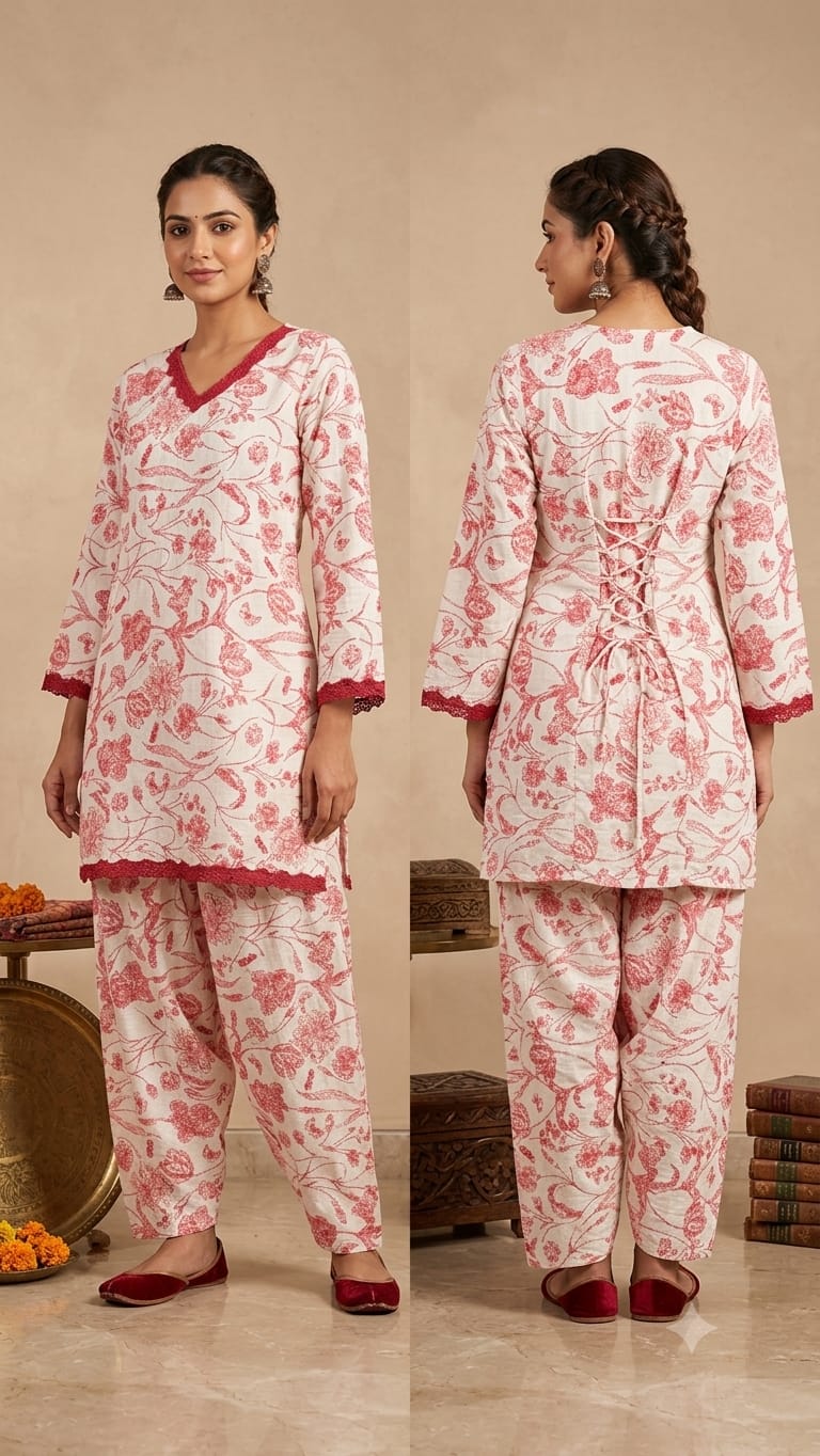 Amrah Wholesale Naisha K 1156 Printed Cotton Corset Farshi Pants Co-Ord Set