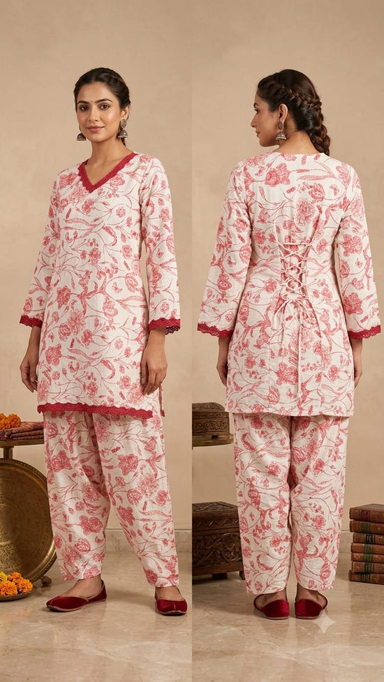 Amrah Wholesale Naisha K 1156 Printed Cotton Corset Farshi Pants Co-Ord Set
