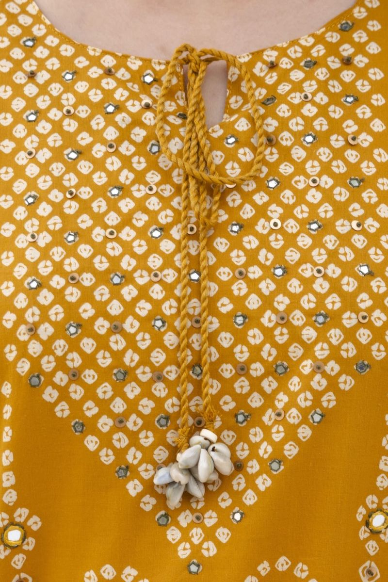 Naisha K 1190 Cotton Bandhani Kurti Pant Dupatta Set