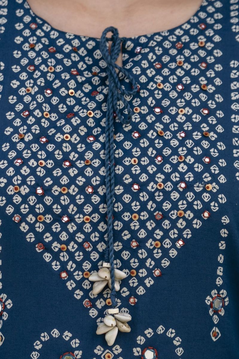 Naisha K 1190 Cotton Bandhani Kurti Pant Dupatta Set