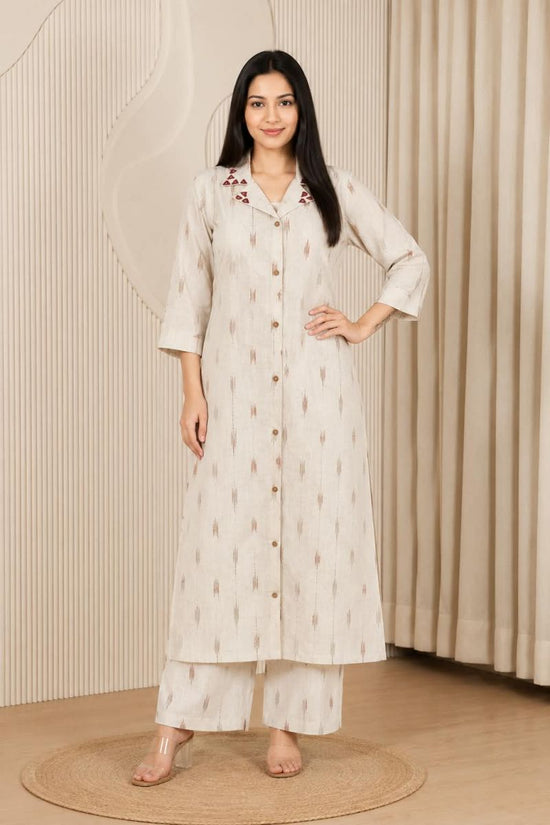 Naisha K 1196 Pure Linen Printed Mirror Work Kurti Pant Set