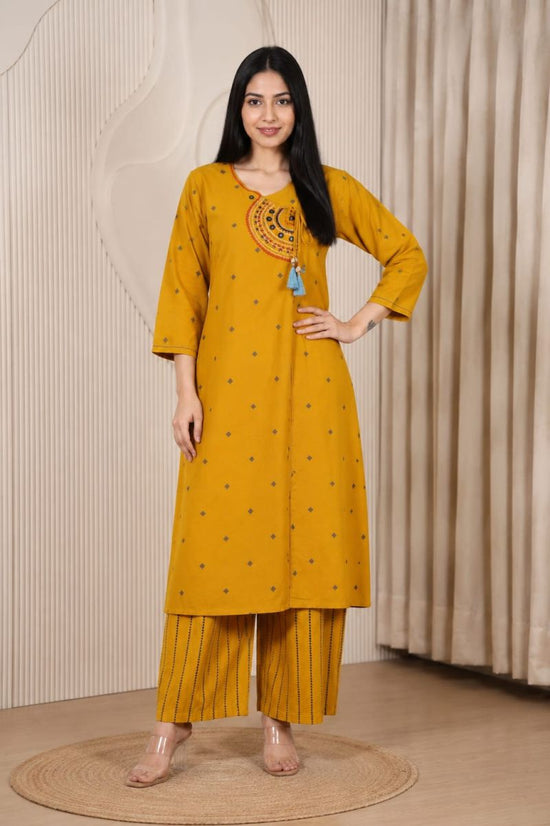 Naisha K 1197 Cotton Handloom Mirror Work Kurti Pant Dupatta Set - Amrah Wholesale
