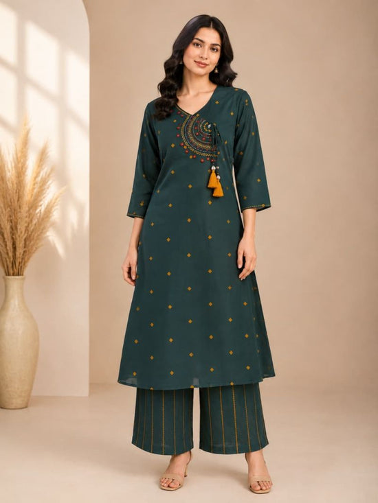 Naisha K 1197 Cotton Handloom Mirror Work Kurti Pant Dupatta Set - Amrah Wholesale