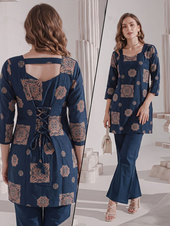 Naisha K 1201 Cotton Discharge Print Co-Ord Set - Amrah Wholesale