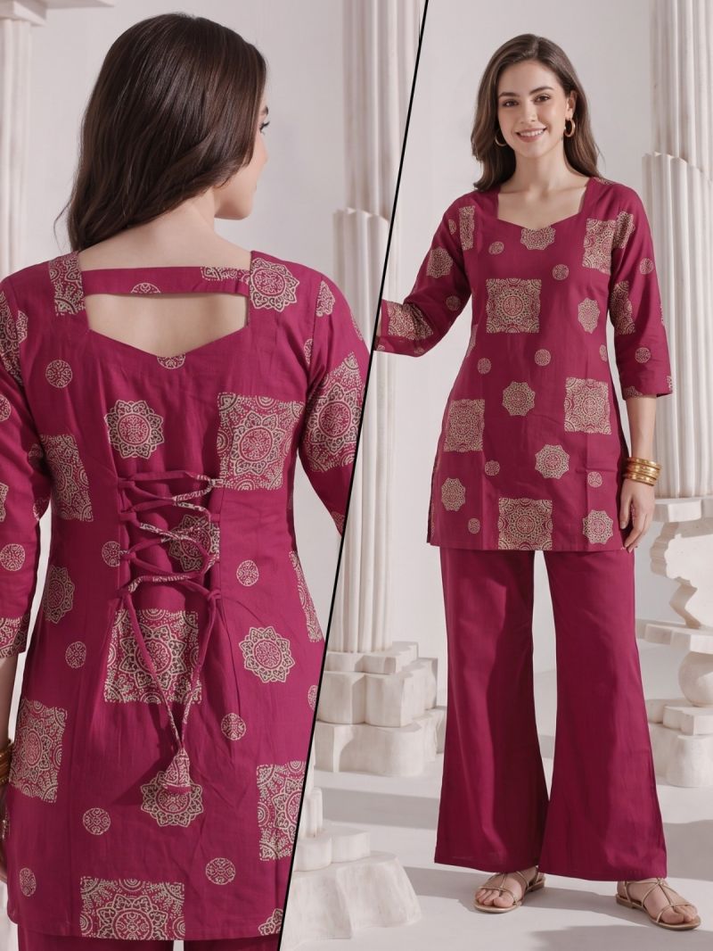 Naisha K 1201 Cotton Discharge Print Co-Ord Set - Amrah Wholesale