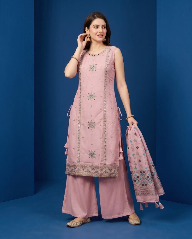 Naisha K 1202 Roman Heavy Embroidered Kurti Pant Dupatta Set - Amrah Wholesale