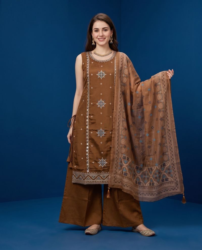 Naisha K 1202 Roman Heavy Embroidered Kurti Pant Dupatta Set - Amrah Wholesale