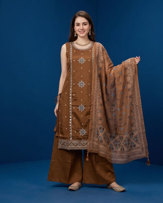 Naisha K 1202 Roman Heavy Embroidered Kurti Pant Dupatta Set - Amrah Wholesale