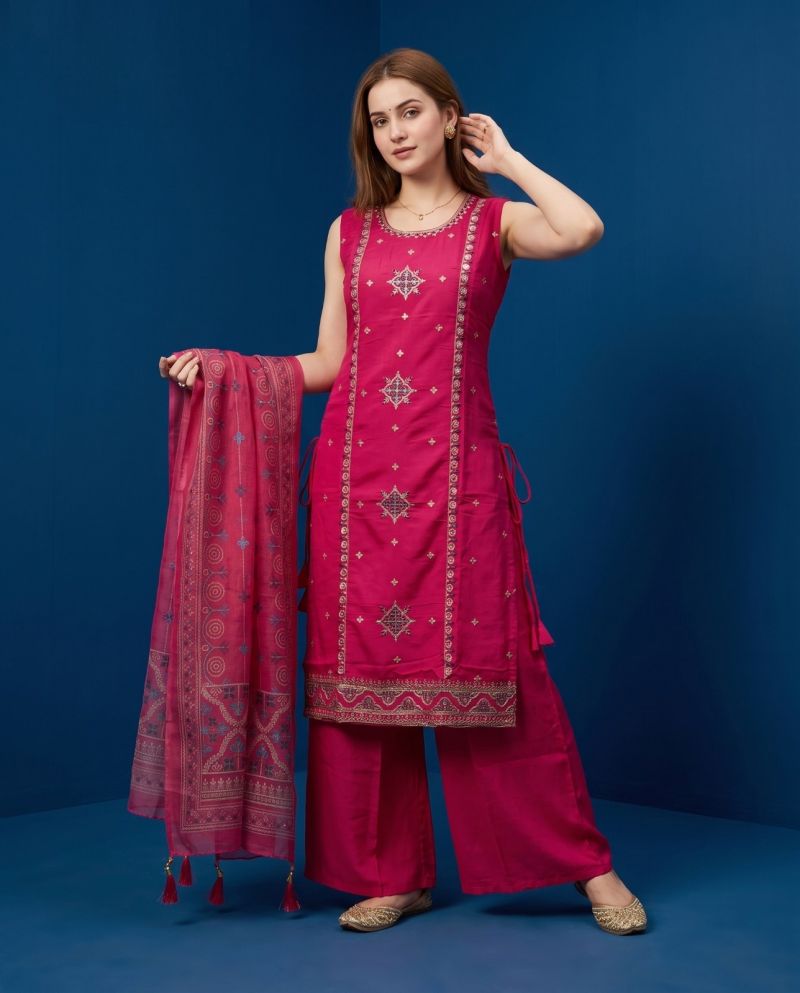 Naisha K 1202 Roman Heavy Embroidered Kurti Pant Dupatta Set - Amrah Wholesale