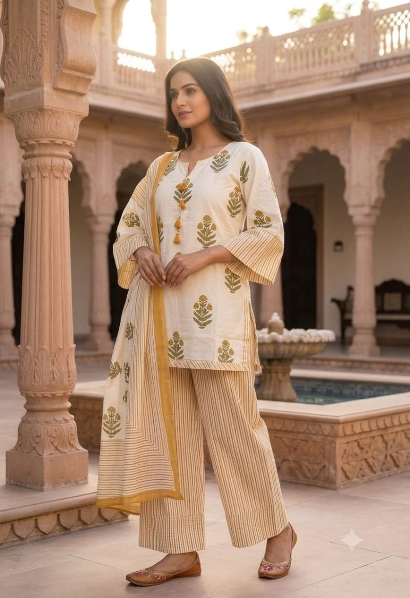 Amrah Naisha K 1220 Cotton Printed Fancy Kurti Set