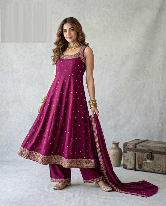 Naisha K 1314 Vichitra Embroidered Designer Anarkali Kurti With Bottom Dupatta