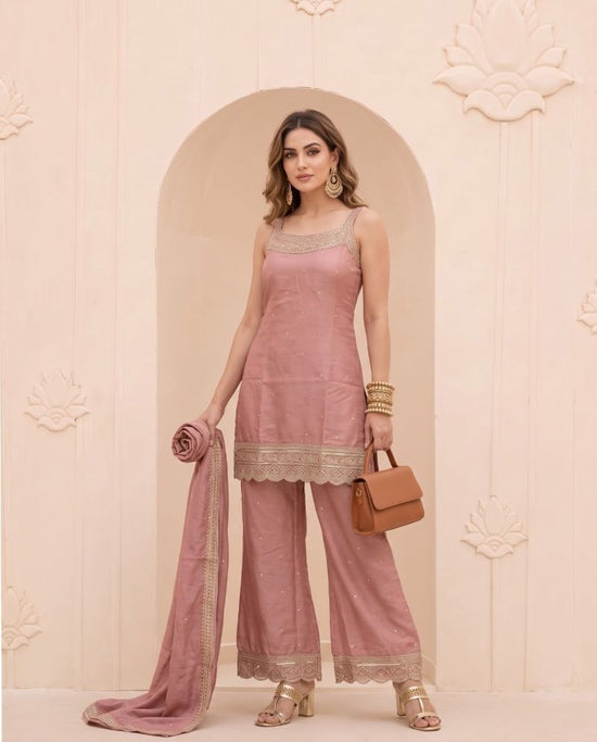 Naisha K 1348 Vichitra Silk Embroidered Kurti Set With Bottom & Dupatta