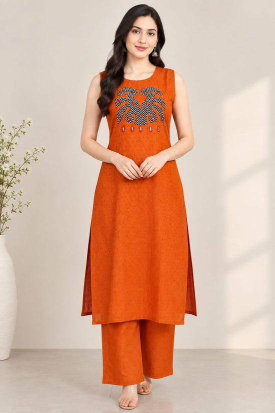 Naisha K 1349 Cotton Butti Mirror Work Kurti With Bottom Set