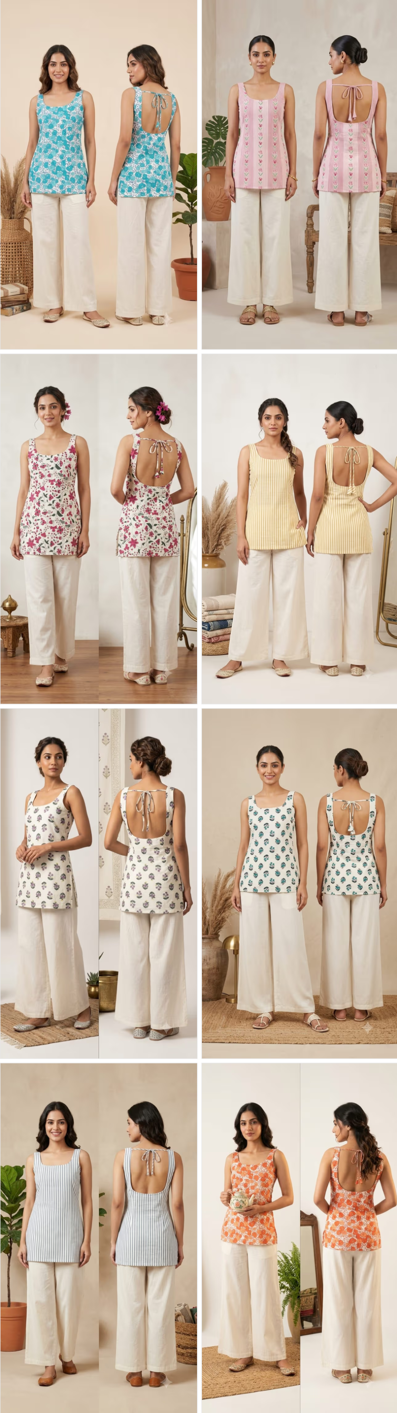 Naisha K 1379 Cotton Printed Fancy Sleeveless Short Top