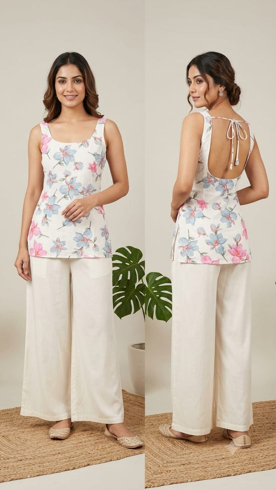 Naisha K 1379 Cotton Printed Fancy Sleeveless Short Top