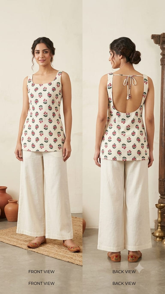 Naisha K 1379 Cotton Printed Fancy Sleeveless Short Top