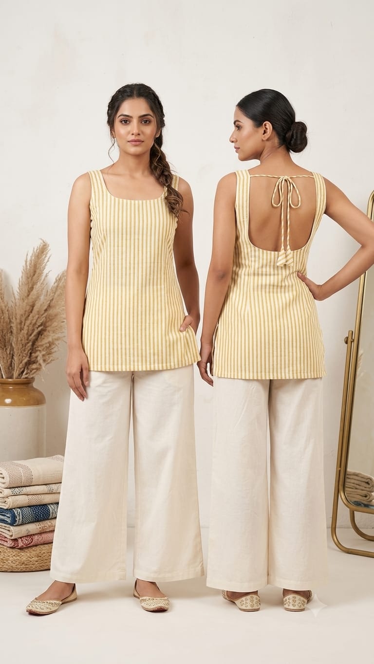 Naisha K 1379 Cotton Printed Fancy Sleeveless Short Top