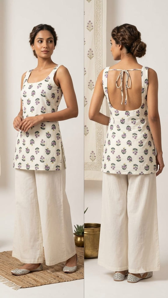Naisha K 1379 Cotton Printed Fancy Sleeveless Short Top